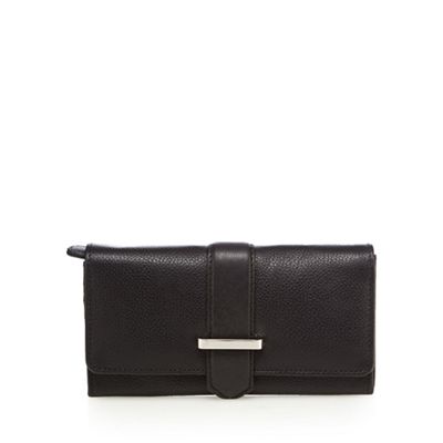Black leather bar flap-over purse